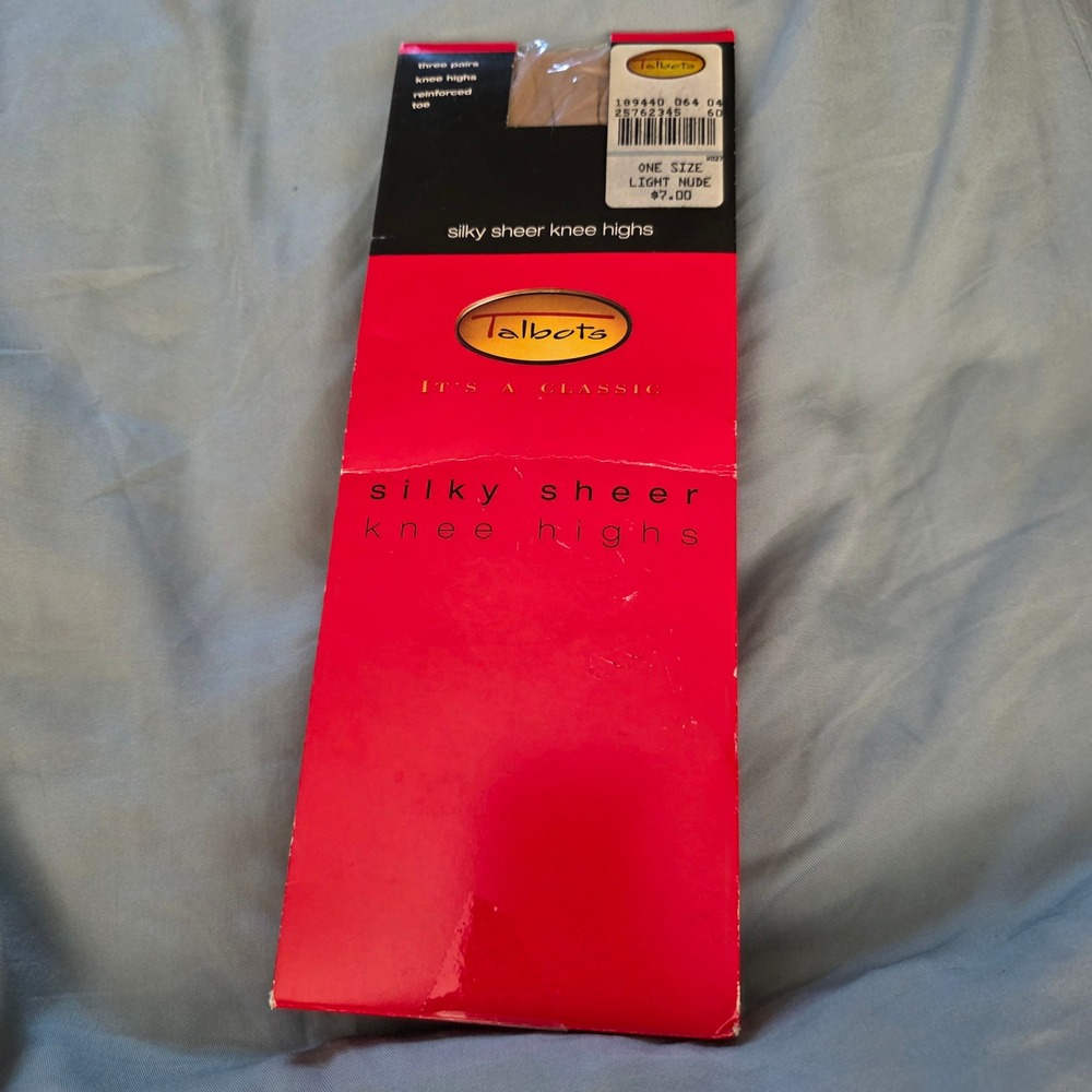 Talbots Knee Highs Light Nude Silky Sheer Reinforced Toe Womens 3 Prs OS NIB